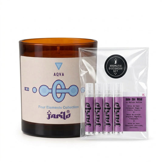 Bundle experiência sensorial Jarilo | Discovery Set Perfumes + Vela Aqva