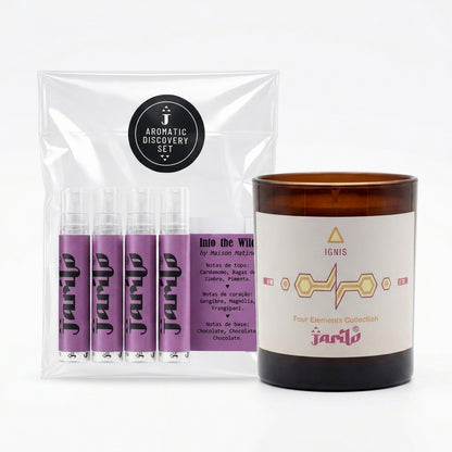 Bundle experiência sensorial Jarilo | Discovery Set Perfumes + Vela Ignis