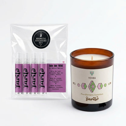 Bundle experiência sensorial Jarilo | Discovery Set Perfumes + Vela Terra